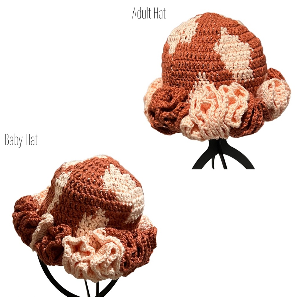 ThreadsByHannah Handmade Mommy and Me Hats Ruffle Set